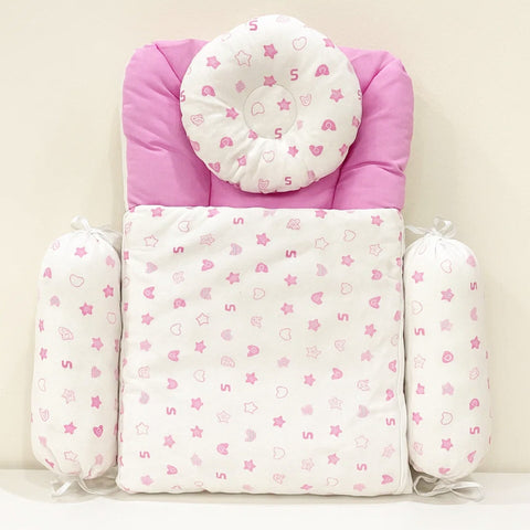 Velvet - Carry Nest with Pillows - Pink - Numbers & Star - 25