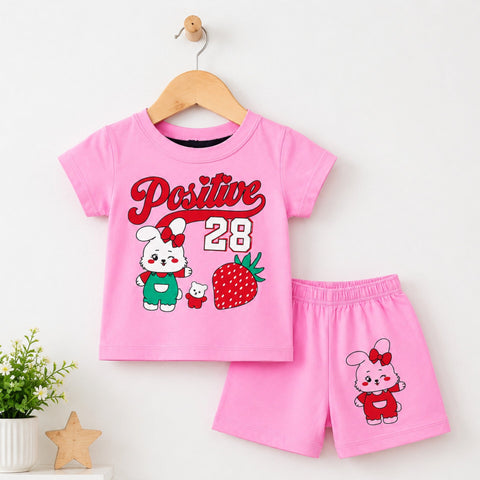 Cotton Jersey T-Shirt & Shorts - Pink - Kitty