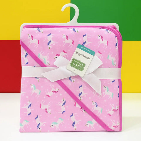 Aifeier - Hooded Cotton Wrap - Pink - Unicorn
