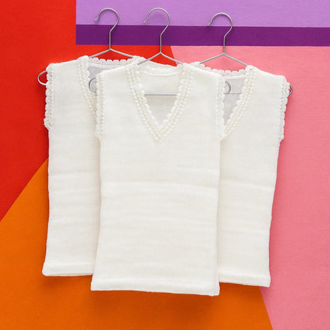 Pack of 3 - Woolen Vests V Neck - White