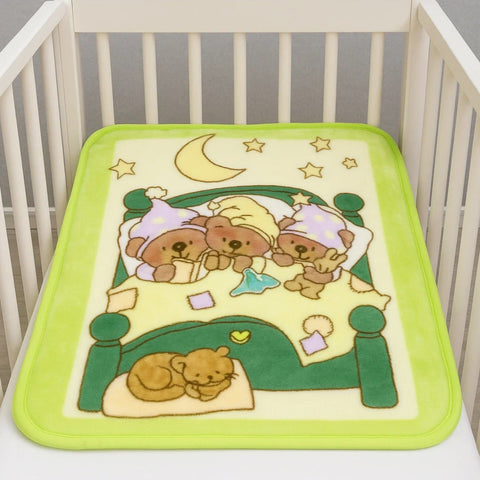 Junio Kids Single Ply - Zip Blanket - Green - Triple Bear - 25