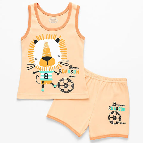 Sando & Shorts - Peach - Lion