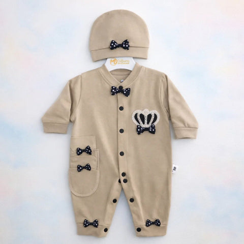 GM - 3 Pieces - Romper Set - Brown - Black Bow