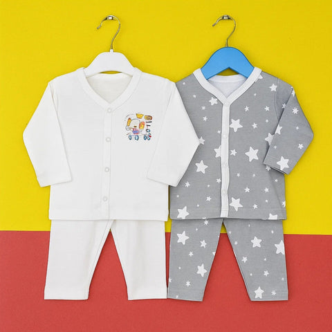 TBS - Pack of 2 - Night Suits - White & Stars