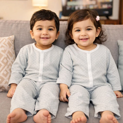 TBS - Cotton Jersey - Night Suit - Grey - Bubbles - 26