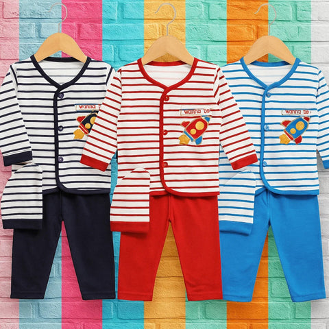 Kiddy's - Pack of 3 - Newborn Night Suits - Lining