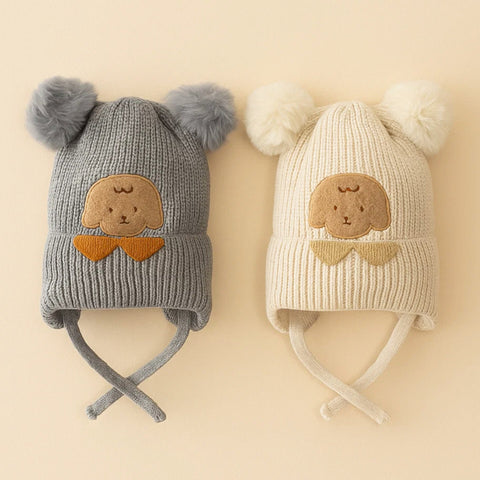 Pack of 2 - Woolen Caps - Grey & Skin - Mountain Bear - 25