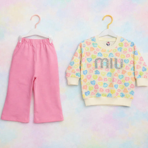 OK Baby - 2 Pieces - Suit Set - Pink - Hearts