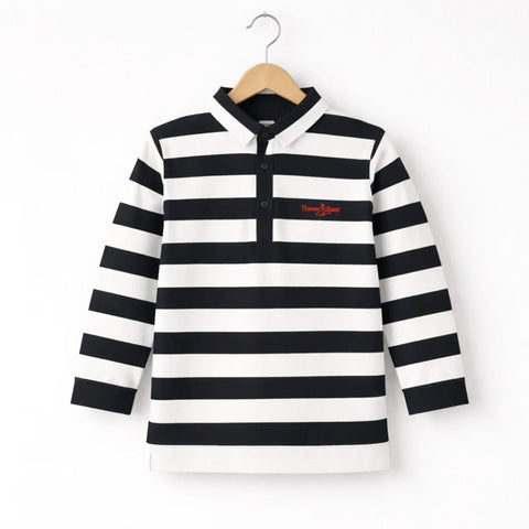TH - Long Sleeve - Round Collar - T-Shirt - Stripes - Black