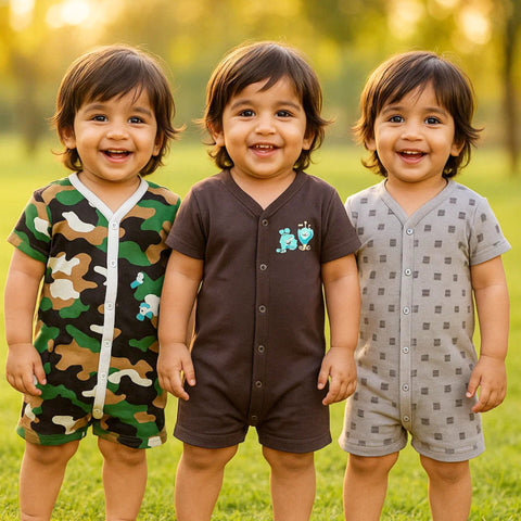 TBS - Pack of 3 Short Leg Rompers - Camouflage