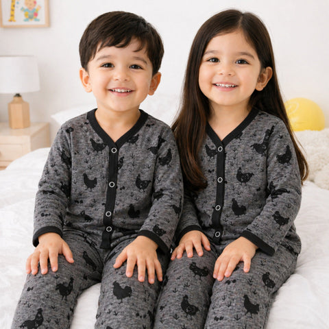 TBS - Cotton Jersey - Night Suit - Charcoal - Hen - 26