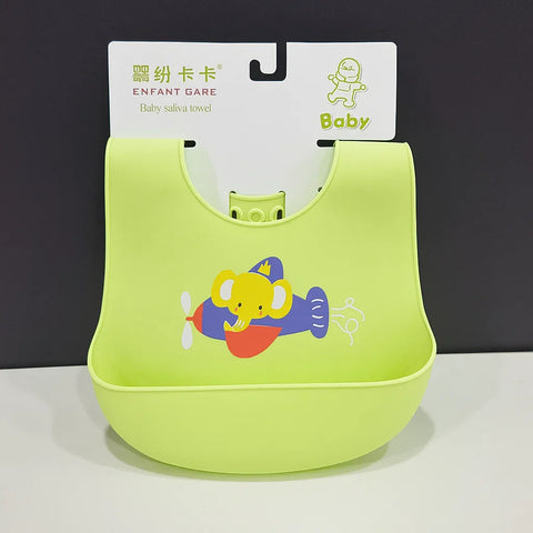 Silicon Container Bib - Green - Elephant