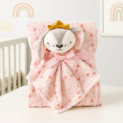 Hudson - Plush Toy Blanket - Baby Fox & Hearts - Grey