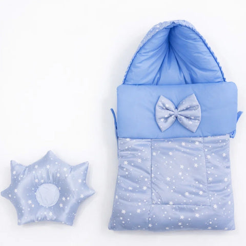 Cotton - Hooded Carry Nest - Blue - Twinkle Bow - 26