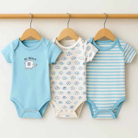 BRL - Pack of 3 - Short Sleeve Bodysuits - Blue - Lining