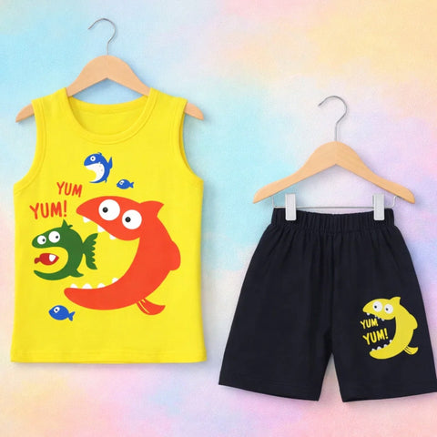 Cotton Jersey - Sando & Short - Neon Green - Shark