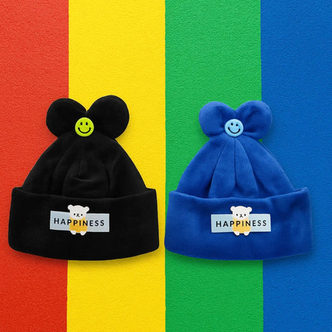 Pack of 2 - Velvet Caps - Black & Royal Blue - Happiness - 25