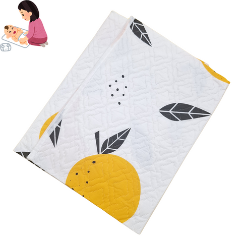 Diaper Changing Sheet - Orange - Fruit & Leaves