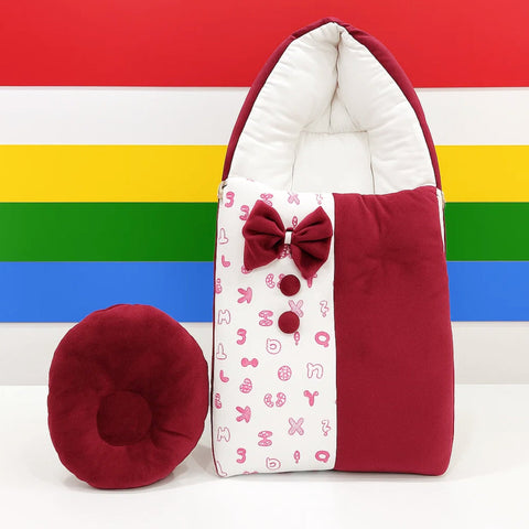Velvet - Hooded Carry Nest - Maroon - Bow & Numbers - 25