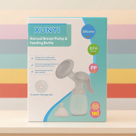 XUNYI - Manual Breast Pump & Feeding Bottle - Pink
