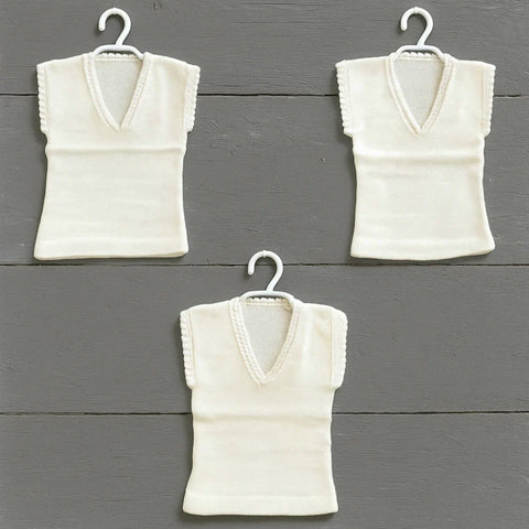 Pack of 3 - Woolen Vests V Neck - White