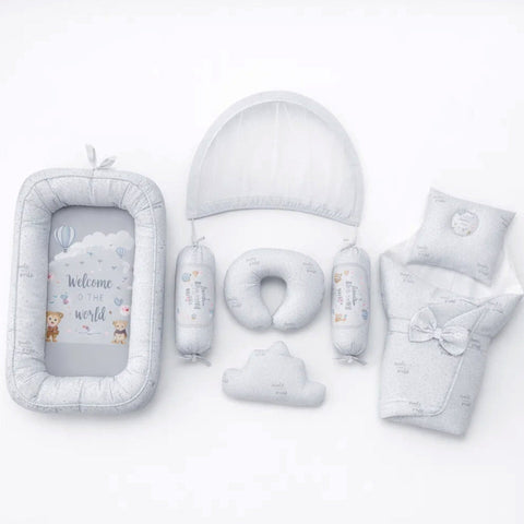Cotton - 8 Pieces - Snuggle Bed - Grey - Welcome World - 26