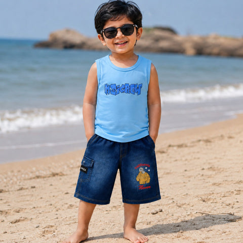 TT - Cotton Jersey - Sando & Denim Short - Blue - Grow