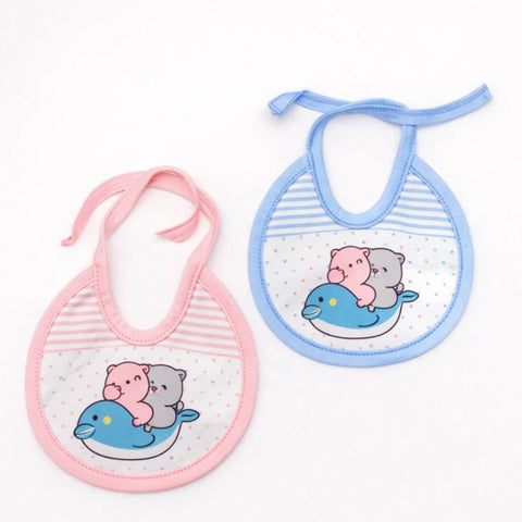 Pack of 2 Bibs - Pink & Blue - Animals