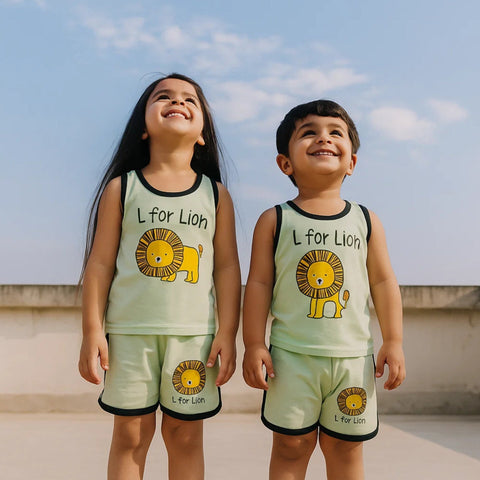 Sando & Shorts - Green - Lion