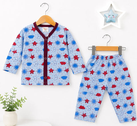 TBS - Cotton Jersey - Night Suit - Light Blue - Sky & Star - 26