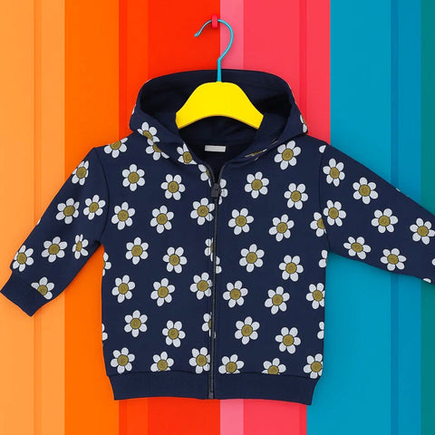 Prenatal Kids - Hoodie - Navy Blue  - Flowers
