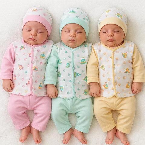 Little Stars - Pack of 3 - Newborn Night Suits - Sea Life