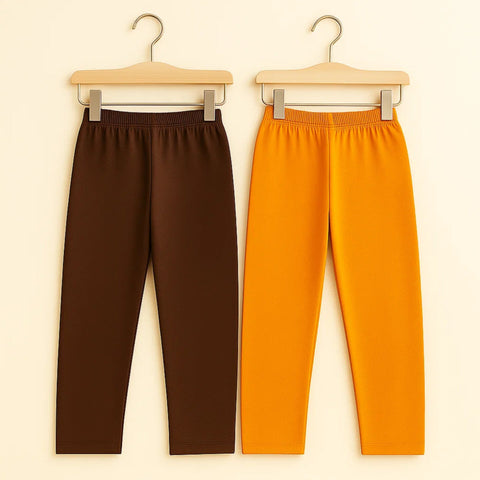 Pack of 2 - Plain - Trouser Tights - Orange & Brown