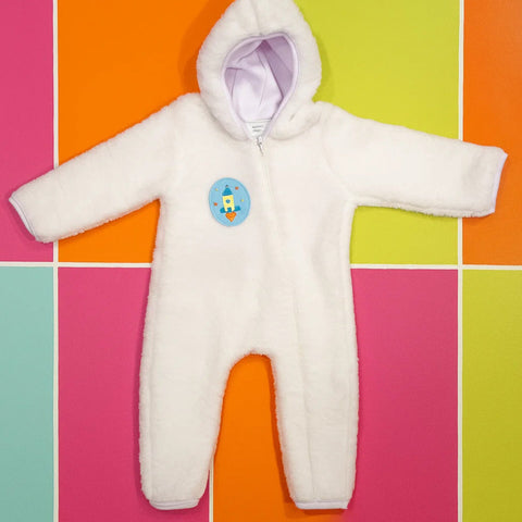 Hoodie Fur - Zipper Romper - White