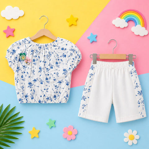 AG - 2 Pieces - Suit Set - Blue - Flower