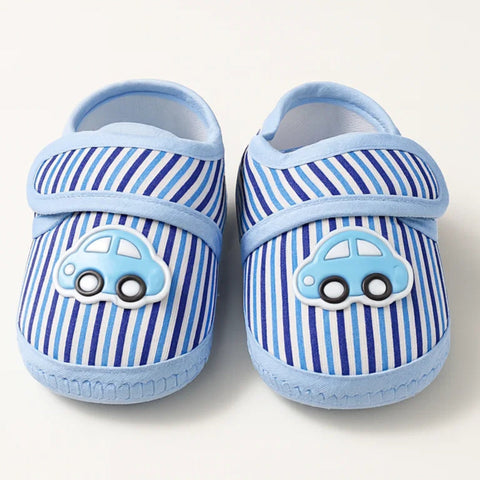 Xiao - Booties - Blue - Stripes & Car