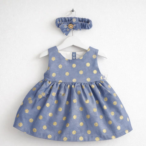 Stufz - Fancy Frock - Blue - Golden Circles