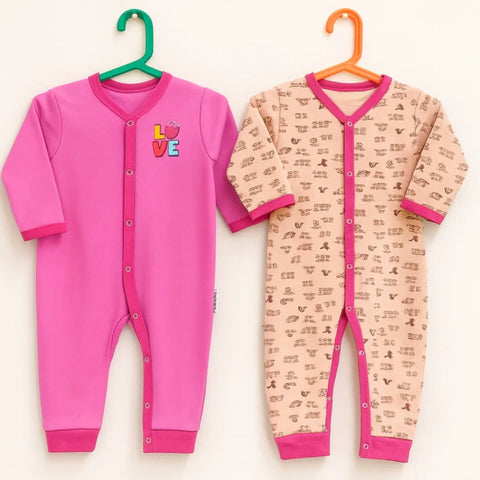 Junior's - Pack of 2 Rompers - Pink & Pink - Love & Characters
