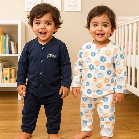 TBS - Pack of 2 - Night Suits - Navy Blue & Donuts
