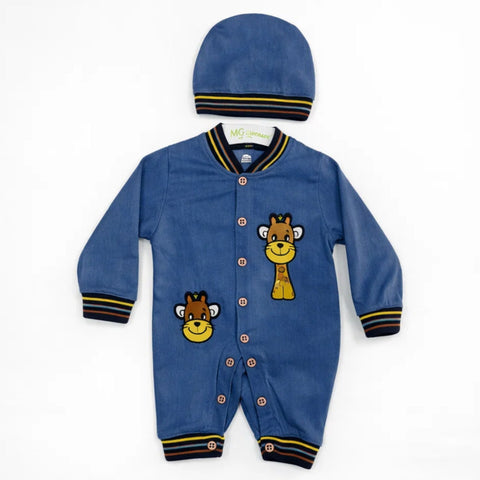 GM - 2 Pieces - Romper Set - Blue - Giraffe