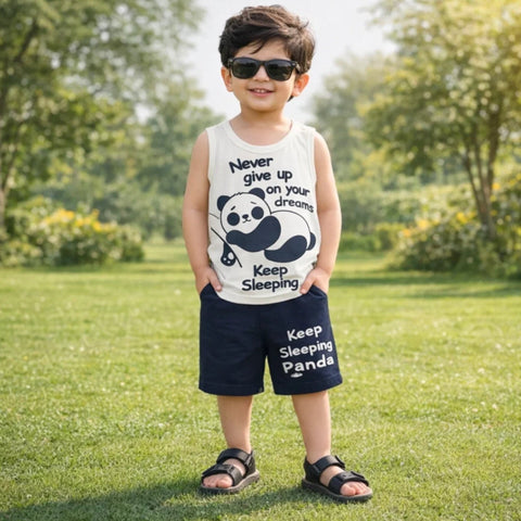 Cotton Jersey - Sando & Short - White - Panda