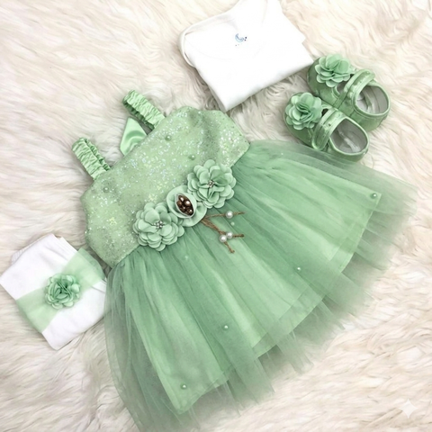 HY - 5 Pieces - Starter Set Box - Three Flowers - Plain - Green