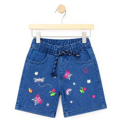 Liberty - Denim Shorts - Light Blue - Butterfly & Flowers (1-5Y)