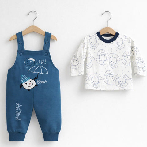 JS - 2 Pieces - Dungaree Set - Blue - Umbrella