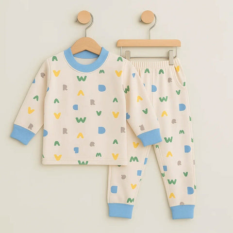 2 Pieces - Suit Set - Cream - Alphabets