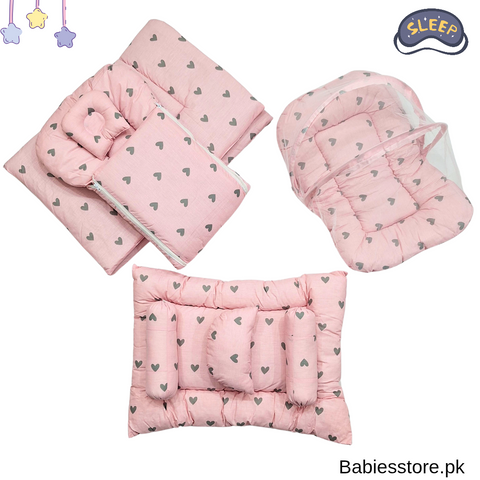 8 Pieces Bedding Set - Vol 05-25 - Pink - Hearts