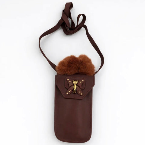 Girl's - Fashion Hand Bag - Dark Brown - Butterfly