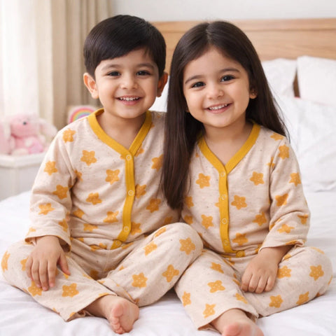 TBS - Cotton Jersey - Night Suit - Yellow - Star - 26