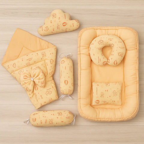 Velvet - 7 Pieces - Snuggle Bed - Peach - Elephants - 25