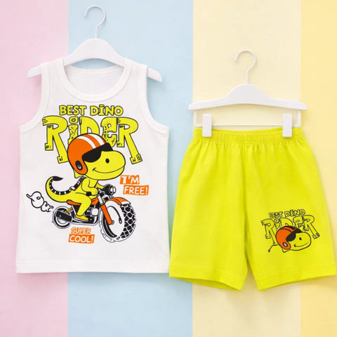Cotton Jersey - Sando & Short - White - Dino